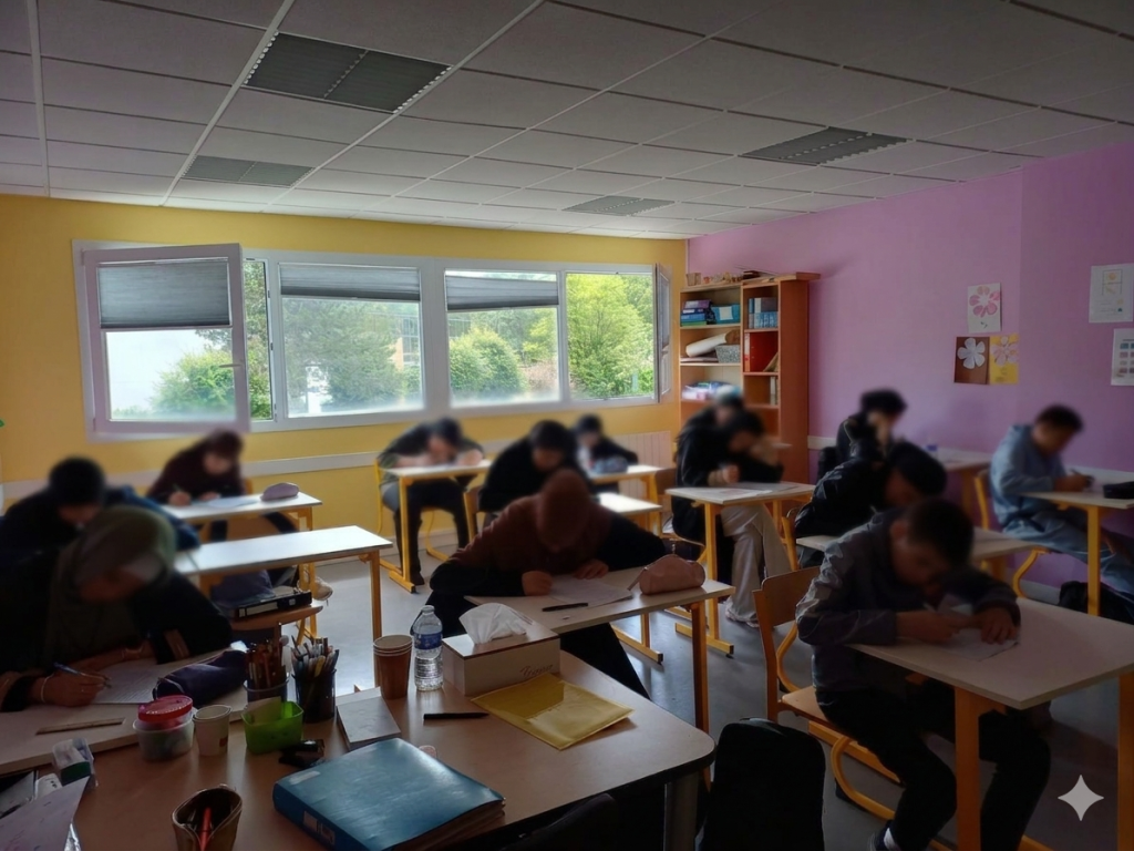 Élèves en examin